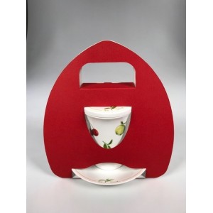Teetasse  mit Unterteller und Deckel aus feinem Bon China Porzellan 2