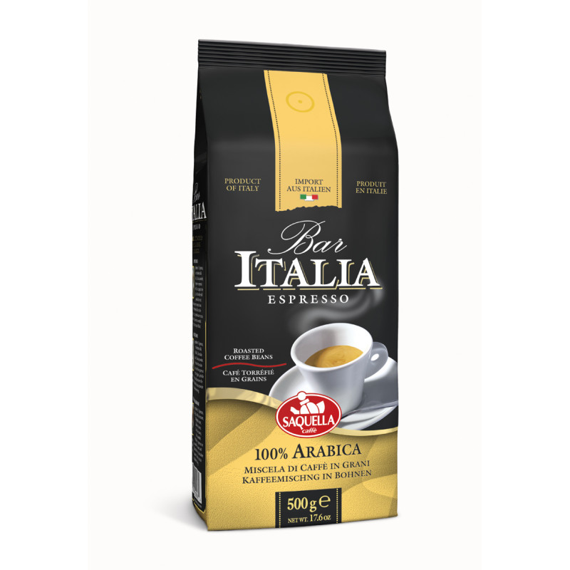 Bar Italia 100% Arabica 500g Bohne Saquella Caffé
